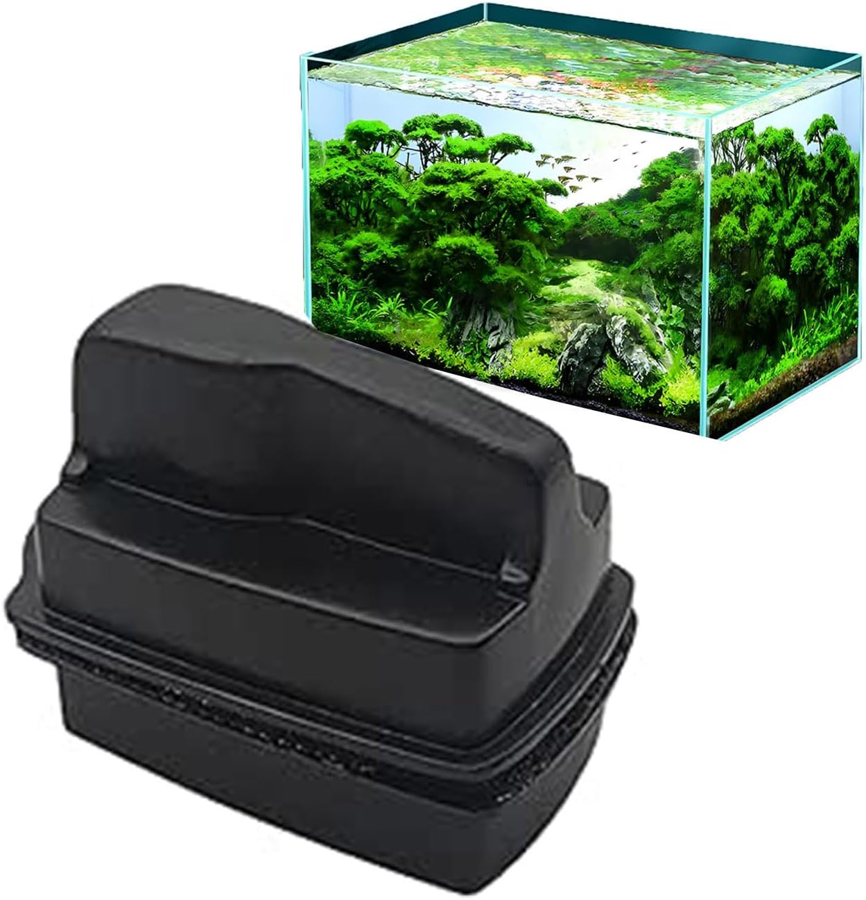 Roczential Magnetic Aquarium Scraper Aquarium Glass Cleaner, Double Sided Gravel Vacuum Magnetic Fish Tank Cleaner, Comfortable Handle Safe Floating Magnetic Algae Scraper for Aquariums Fish Tank (S) image number 1
