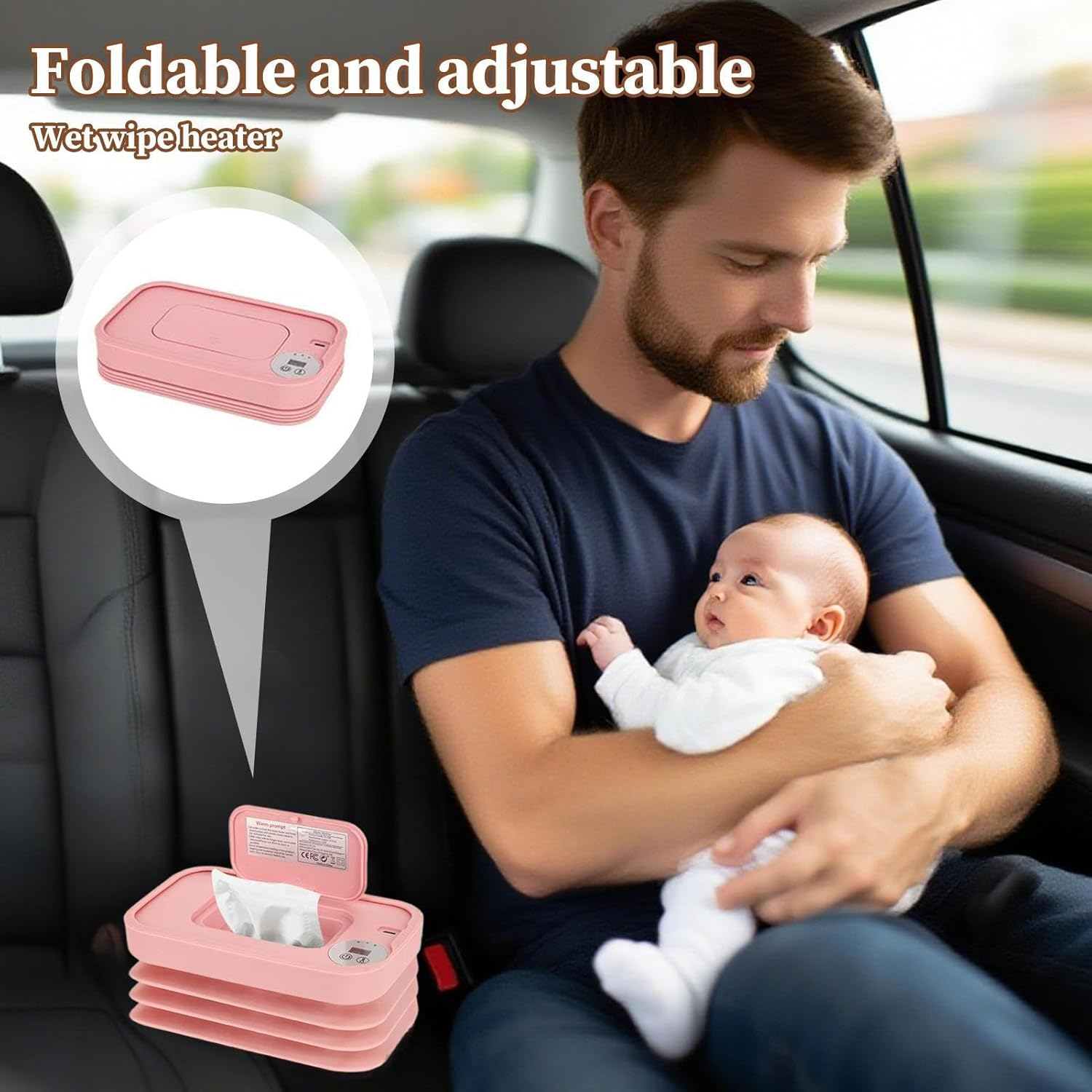 Cordless Wipe Warmer | Foldable Wipe Warmer Dispenser for Home,3 Modes Baby Supplies for Road Trips Business Trips Traveling Car