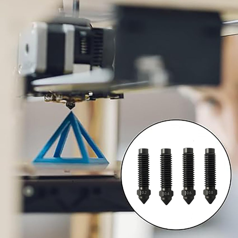 Lyhaogao Carbon Hardened Steel 3D Printer Nozzle Set - 5Pcs High Speed Printing Nozzles for ELEGOO, PLA/ABS/TPU, Multi Material Compatible, Durable & Heat Resistant Replacement Nozzle Kit image number 1