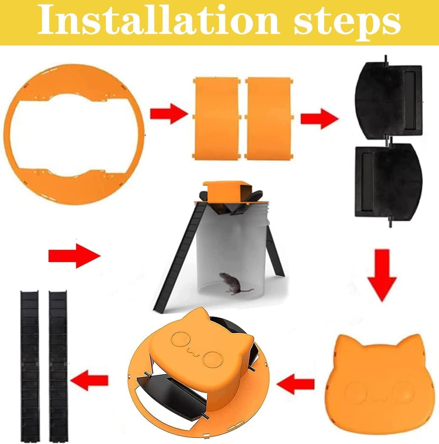 Mouse Trap Bucket Lid, Double Trap Door Style Bucket Mouse Traps Indoor Outdoor Humane Rat Trap, Chipmunk Trap, Mice Trap (1) image number 3