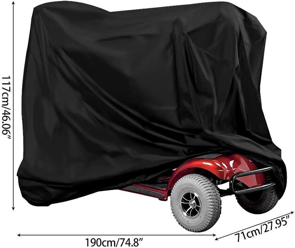 Heavy Duty Mobility Scooter Covers with Storage Bag, Waterproof 190D Oxford Motorbike Protect Cover Anti-Uv Non-Slip Electric Chair Covers Easy to Clean (190X71X117Cm)