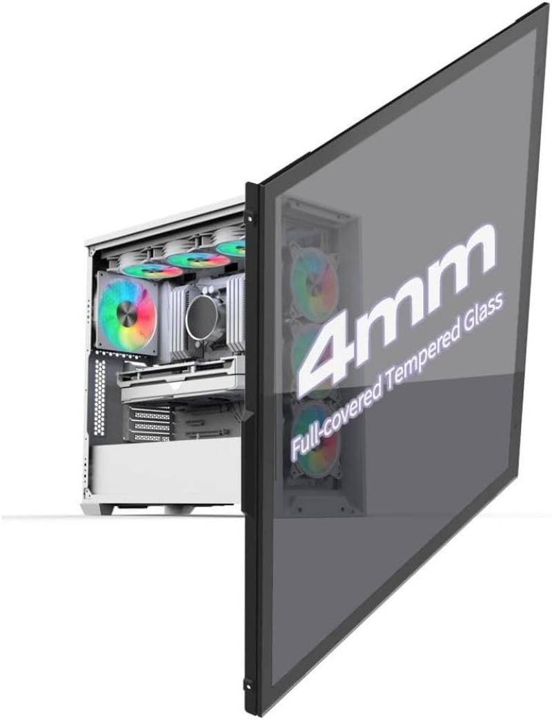 Almordor Full Tower Gaming Computer PC Case Chassis with Tempered Glass Side and High-Airflow Front Mesh Panel, Supports ATX/E ATX/MATX/ITX, White image number 5