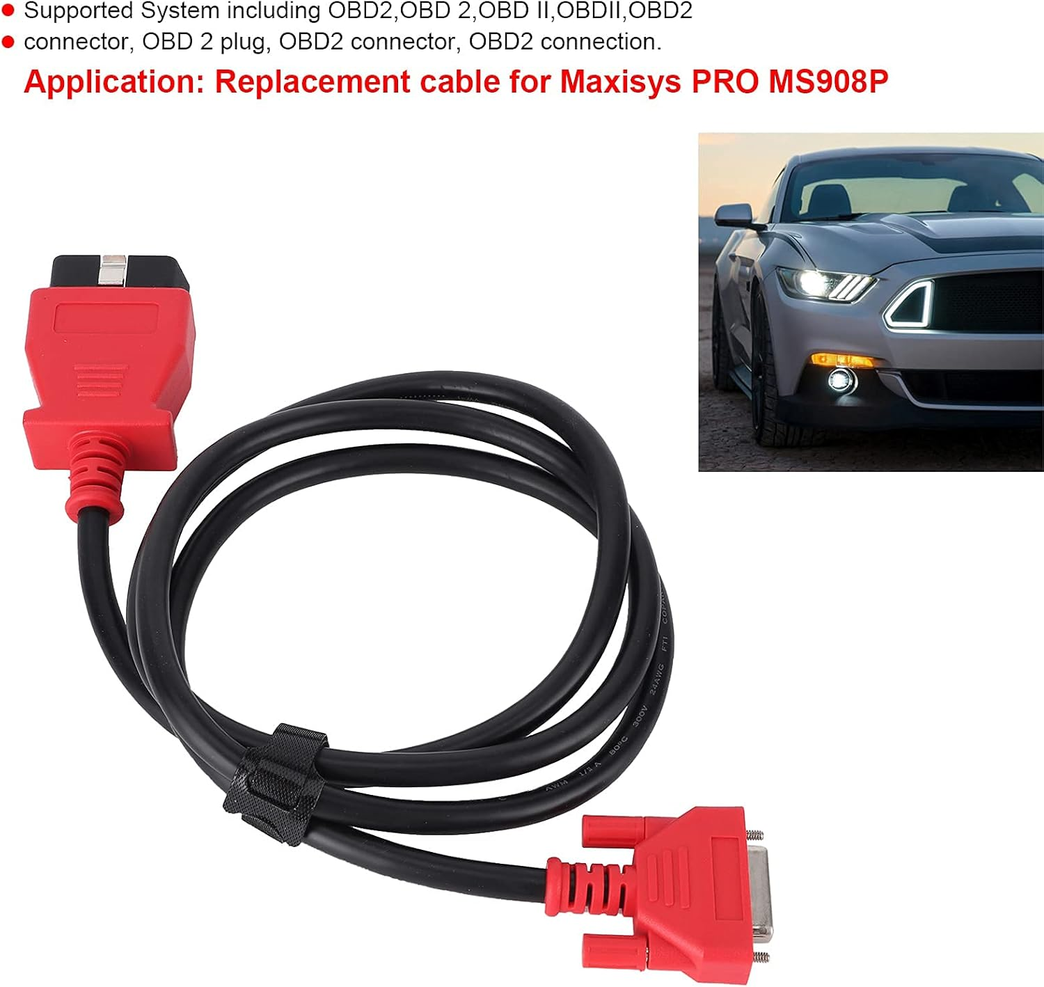 26 Pin OBD2 Extension Cable, PVC Laptop Car Diagnosis Cable，Usb OBD2 Cable Fit for PRO MS908P Diagnostic Tools image number 3