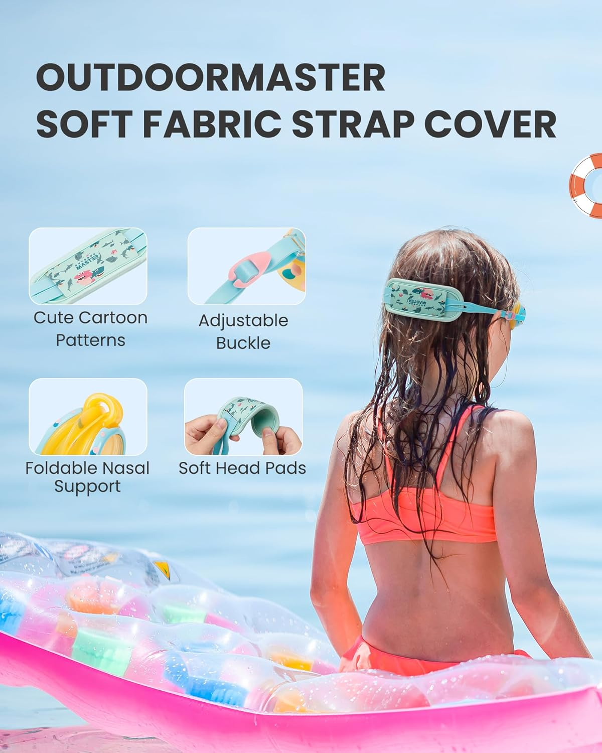 Outdoormaster Cyberfish Kids Swim Goggles, Quick Adjustable Strap Swimming Goggles with Padded Headband for Kids 5-12