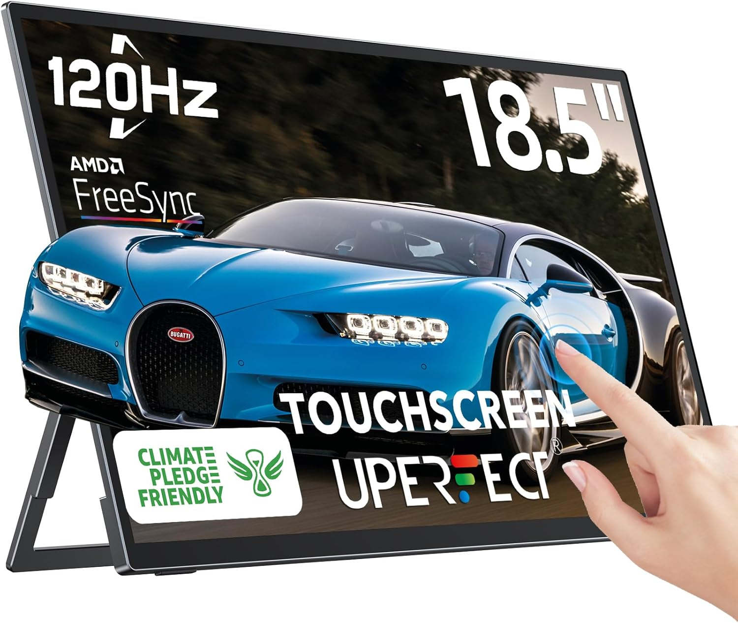 UPERFECT 18.5'' Portable Touchscreen 120Hz Monitor W/Vesa & 180&deg; Adjustable Stand, Ultra-Slim & Lightweight Freesync IPS HDR Gaming Display, USB C Travel Second Monitor for Laptop Switch Phone image number 4