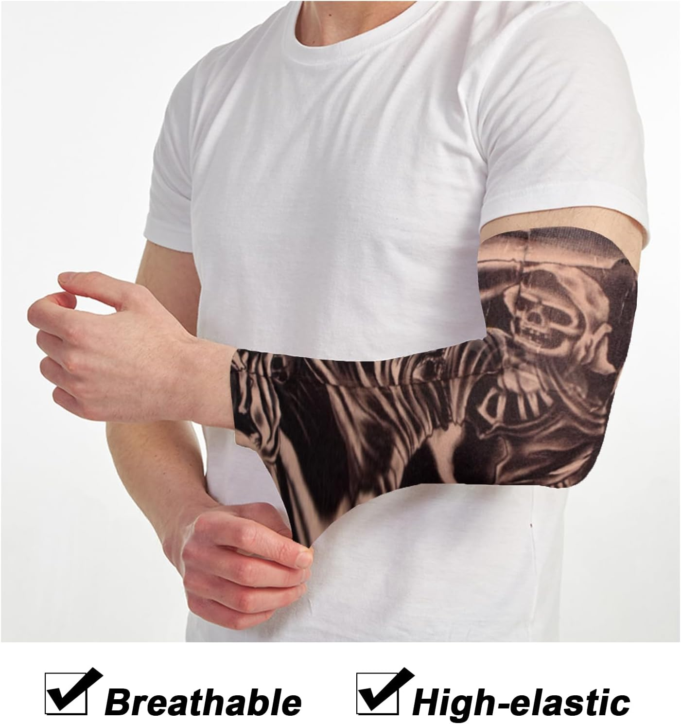 TSHAOUN 10 Piece Tattoo Sleeve Set Fake Sun Cream Arm Warmers, Tattoo Sleeves Tattoo Arm Stocking for Men Women Nylon Temporary Tattoo Stocking Arm for Carnival Party image number 4