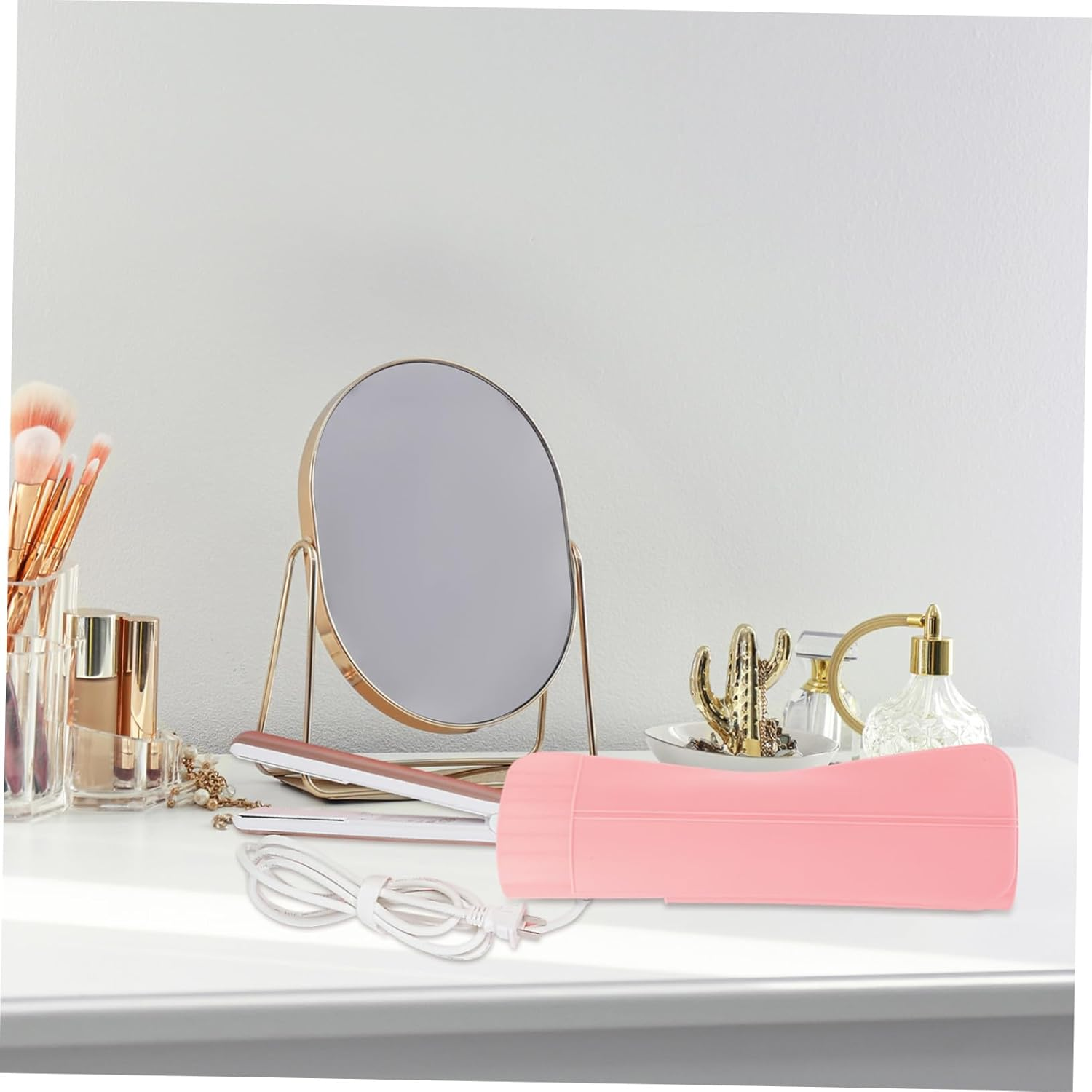 FIXOSHEE Heat-Resistant Silicone Curling Iron Travel Case with Compact Hot Tool Holder Pouch for Safe Storage and Easy Organization of Hair Styling Tools Portable Pink Mat for Travel Use