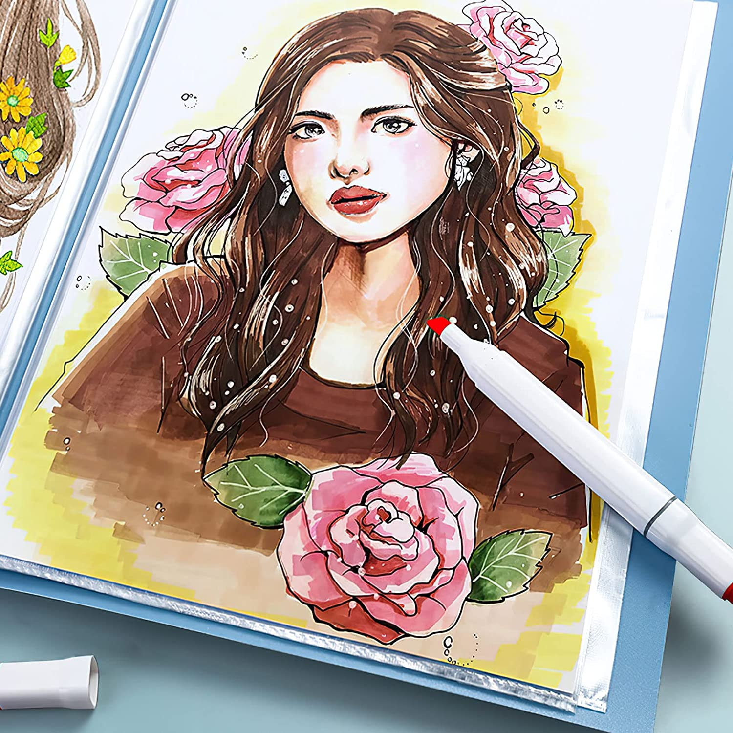 Binder with Plastic Sleeves 40/60/80 Pocket Bound Sheet Protector Presentation Book, Display Book, for A4 Size Inserts (80 Pocket, Rose) image number 4