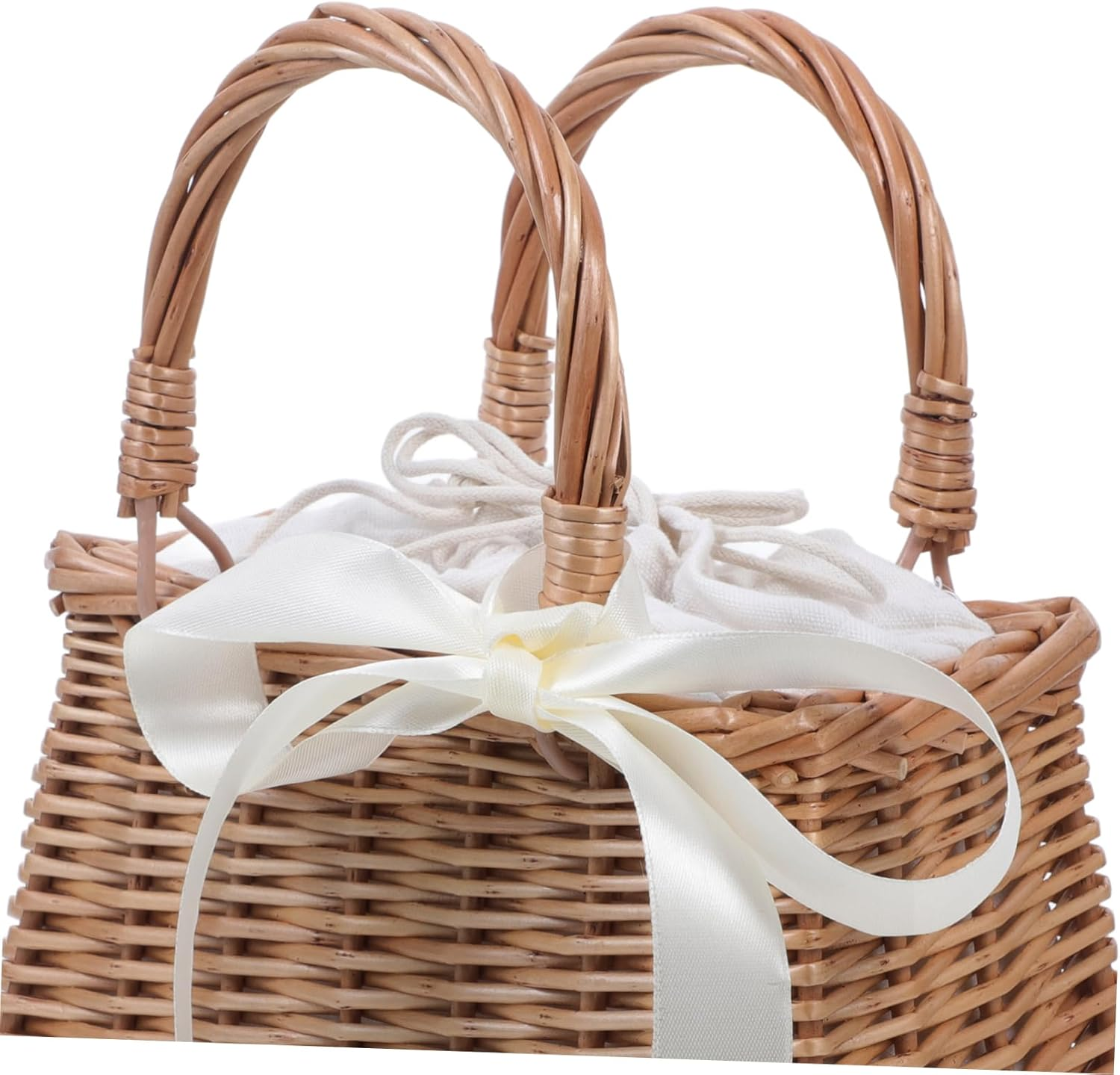 Kichvoe 1Pc Rattan Woven Decorative Flower Basket Small Storage Basket for Home Decor Delicate Woven Bag Lining for Flowers and Dried Arrangements