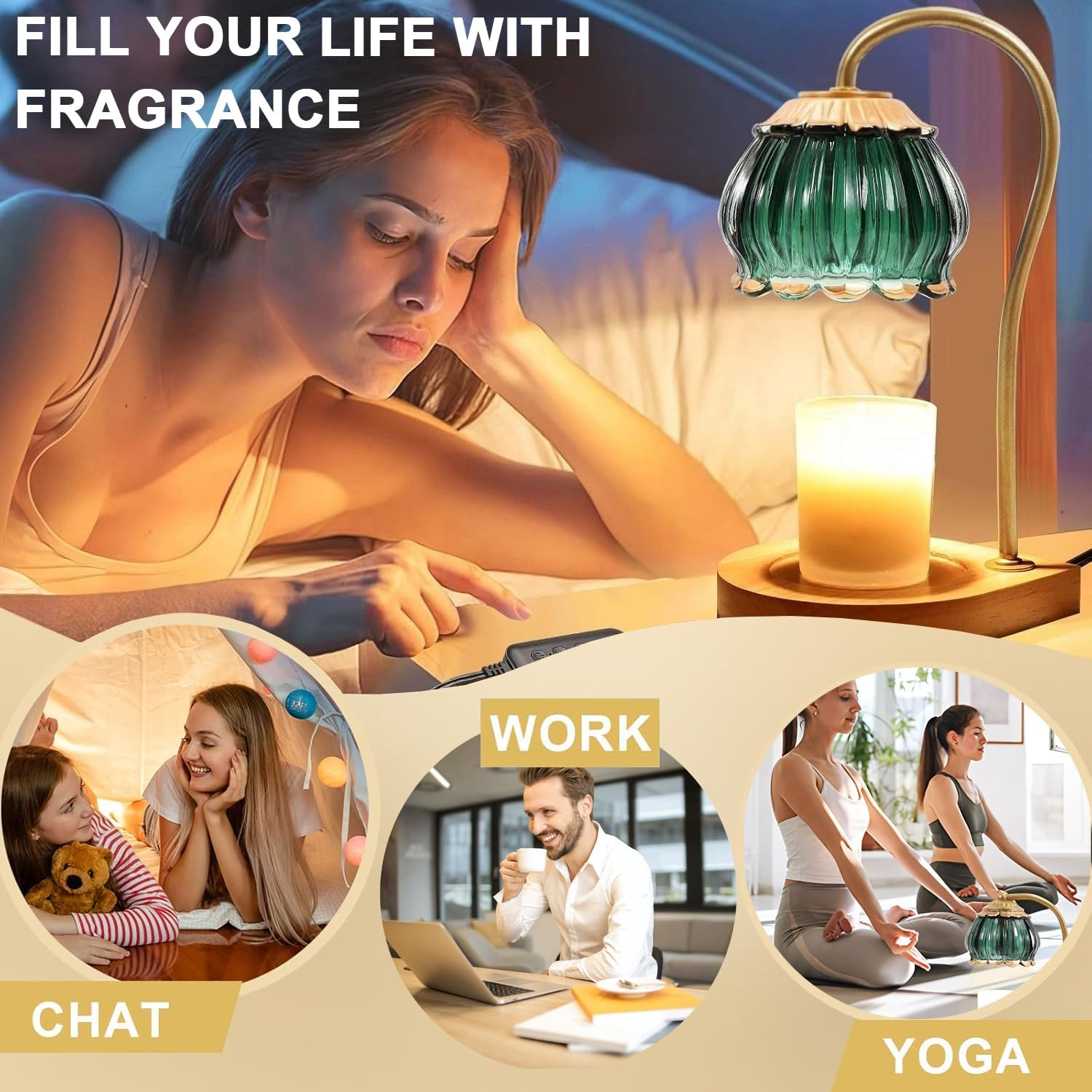 Candle Warmer Lamp with Timer Dimmer,Heat Adjustable,Wax Melt Warmer with 2 Bulbs,Home Decor beside Lamp Gifts for Jar Candles,Scented Candles,Home Decoration image number 5