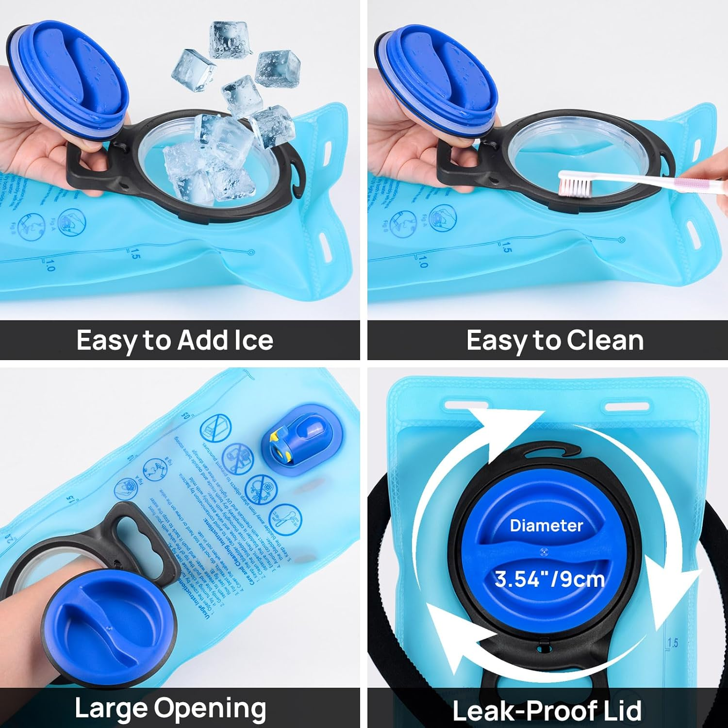 TUDEQU TPU 2L Hydration Bladder,Leak-Proof,With Bonus Insulated Sleeve,Keeps Ice Water Cold,Water Bladder for Hiking,Cycling