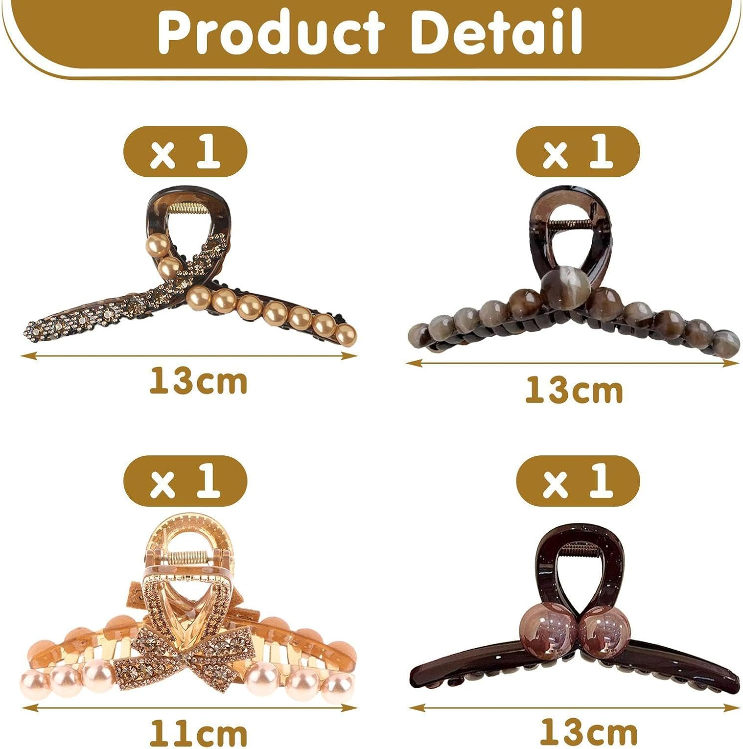 4 Pieces Retro Hair Clips, Elee Hair Clips, Hair Fixers, Decorations for Hairstyles, Accessories for Women. image number 3