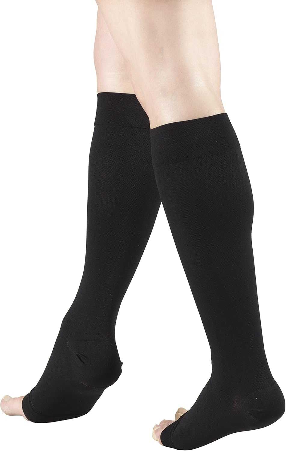 Truform 30-40 Mmhg Compression Stockings for Men and Women, Knee High Length, Open Toe, Black, 2X-Large image number 4