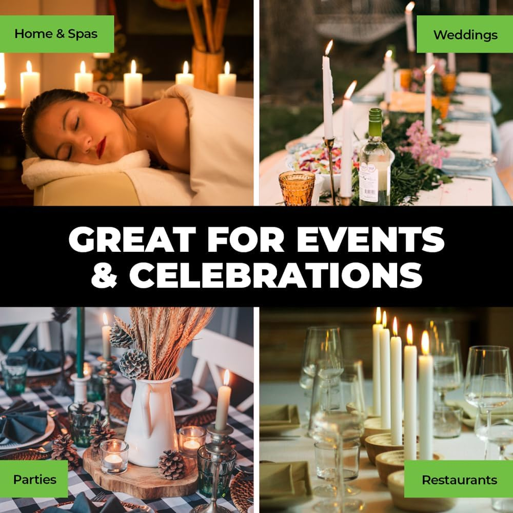 [24PCE] Home Master Unscented White Candles, Clean Burning, Smokeless and Long Lasting Candles for Home Decor, Weddings, and Religious Ceremonies - 20Cm image number 2