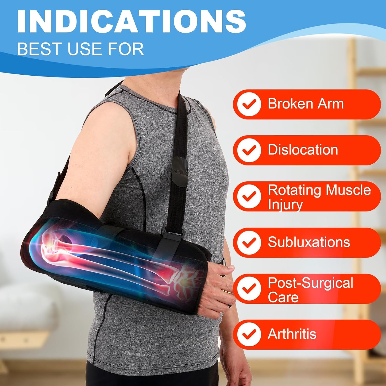 Shoulder Abduction Sling with Removable Pillow, Sholder Immobilizer for Rotator Cuff, Sublexion, Surgery, Dislocated, Broken Arm, Arm Sling for Women & Men, Fits Left & Right image number 5