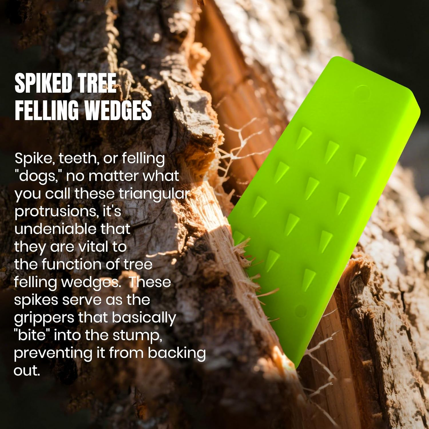 AR-PRO 6 Pack Tree Felling Wedges with Spikes for Safe Tree Cutting &ndash; 5.5&rdquo; Wedges with Storage Bag; 6 Felling Dogs to Guide Trees Stabilize and Safely to Ground for Loggers and Fallers image number 3