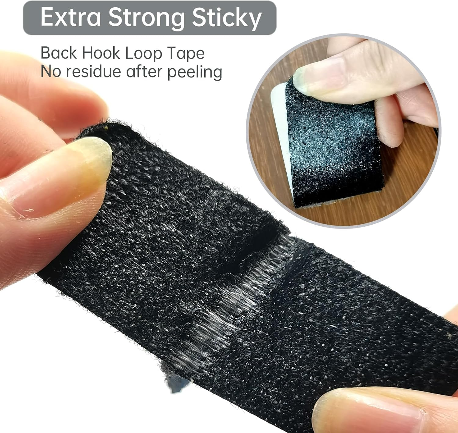 14Pcs Double Sided Sticky Strips,Double Sided Tape,Hook and Loop Strips with Adhesive - Black-14Pcs image number 2