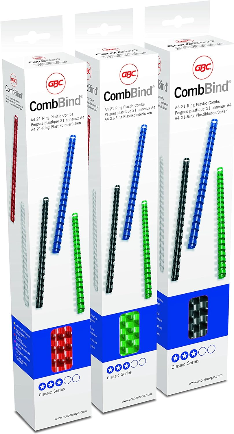 GBC Combbind Binding Combs 12Mm A5 Black (45 Sheets Capacity, Pack of 100) image number 1