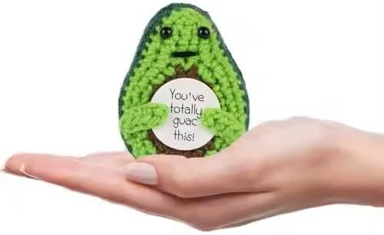 Fun Positive Energy Avocado Mini Crochet Avocado and Positive Energy Affirmation Card Good Luck Inspirational Novelty Gifts and Party Decorations Holiday Gifts image number 1