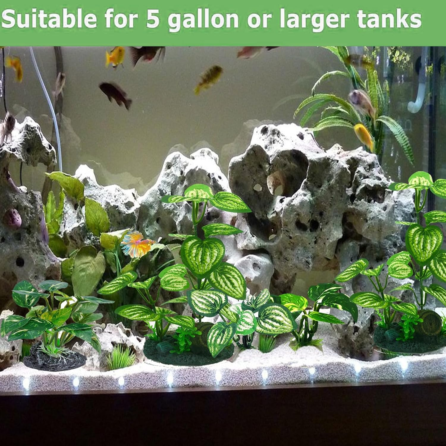 Aquarium Plants,Artificial Fish Tank Decorations,6Pcs Plastic Fish Aquarium Plants,Fish Tank Decor Accessories for Household and Office Aquarium Simulation