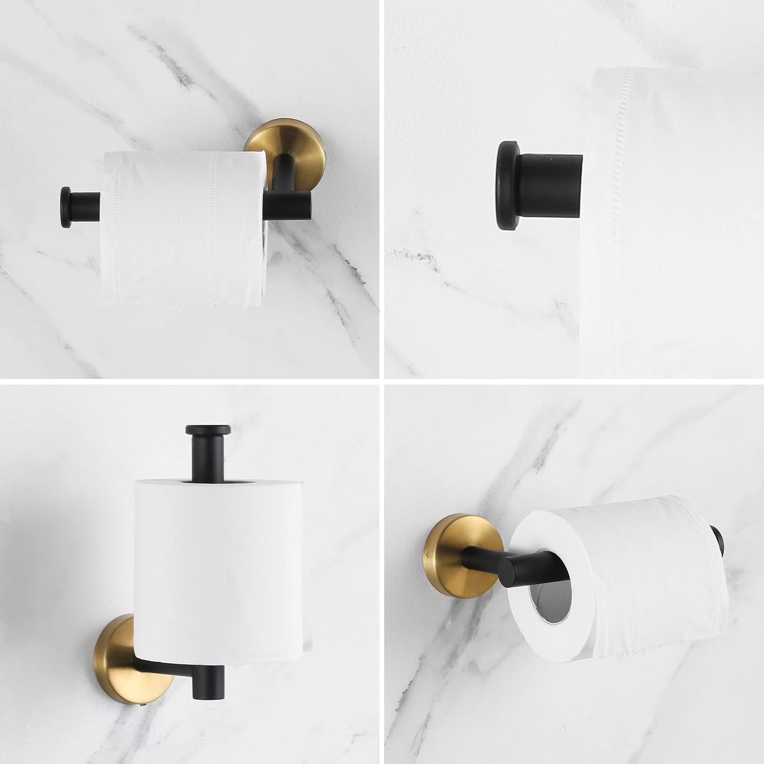 Hinmood Bathroom Hardware Set Black and Gold, Towel Bar Set Including 16Inch Towel Bars, Toilet Paper Holders, Towel Rings and Robe Towel Hooks - Brushed Nickel-10Pcs-16Inch image number 5