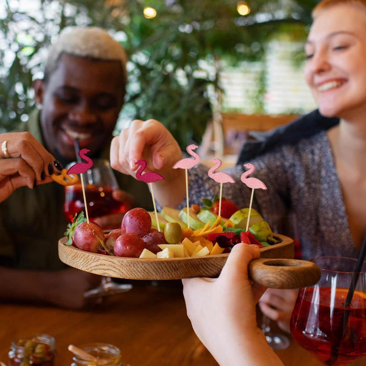 NILLOS Cocktail Bamboo, 100 PCS Flamingo Design Decorative Cocktail Appetizer Picks for Fruit, Appetizers, Dessert, Stirrers Sticks (13.5 * 2.3 Cm/5.31 * 0.9 In) image number 4