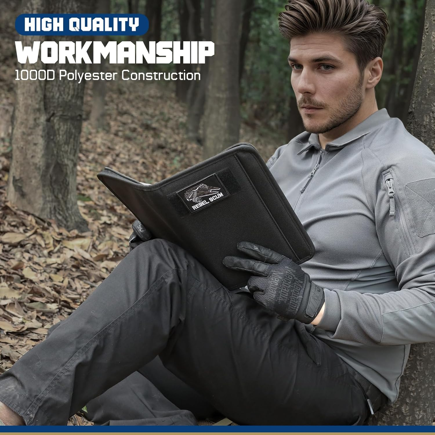 WYNEX Tactical Notebook Padfolio Ring Binder - Refillable 6-Ring A5 Binder, Zip Hardcover Notebook with 80 Pages, Water-Resistant Notebook Cover for Planners, Field, Business image number 3