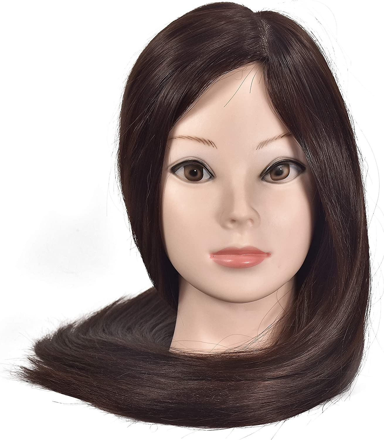 26" Hair Styling Training Head Cosmetology Mannequin Head Hairdressing Training Head Manikin Doll Head Synthetic Fiber Hair with Free Clamp image number 2