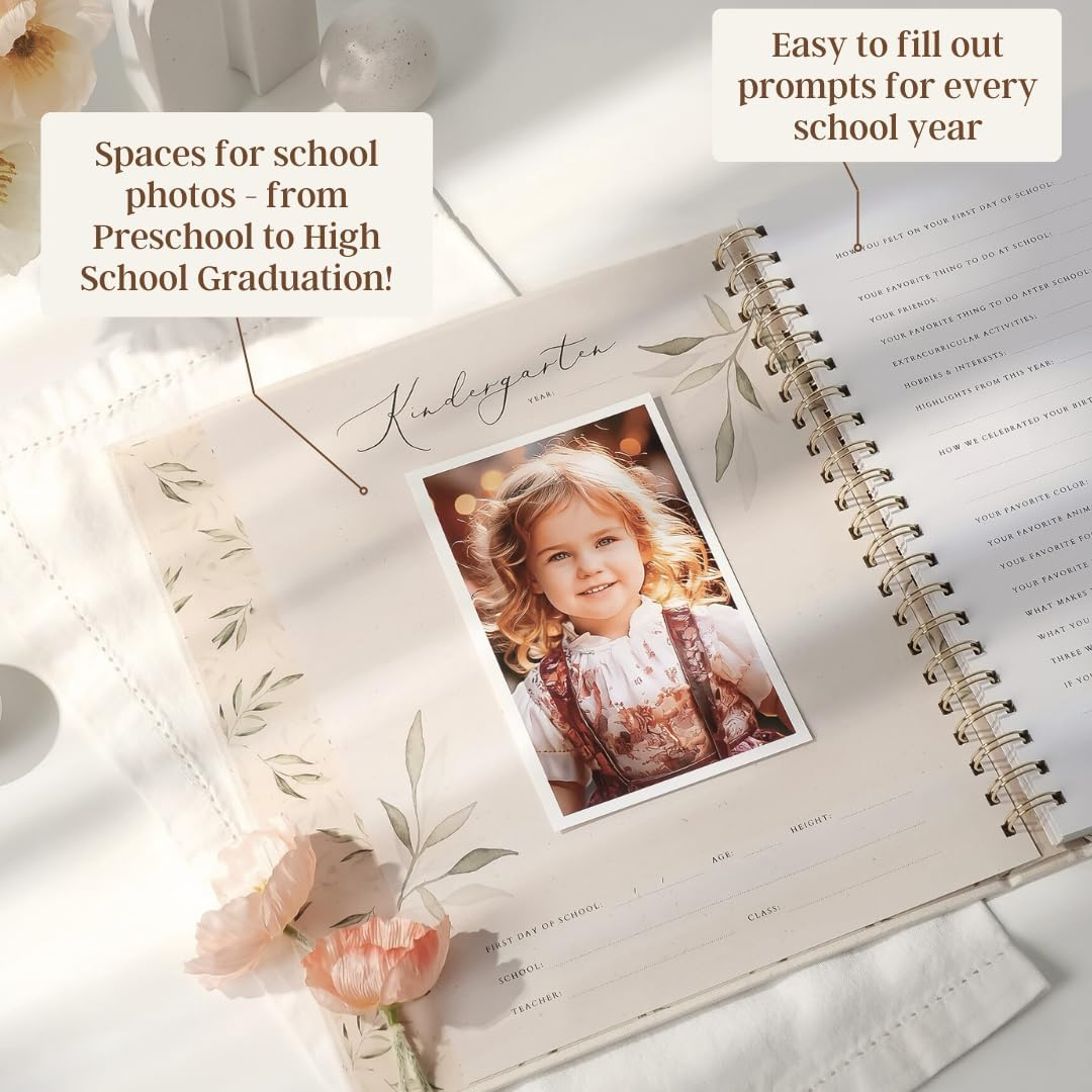 Peachly My School Years Memory Book for Kids & School Photo Album &ndash; School Picture Photo Album Childhood Memory Book - School Keepsake Organiser School Days (Preschool to 12Th Grade) image number 1