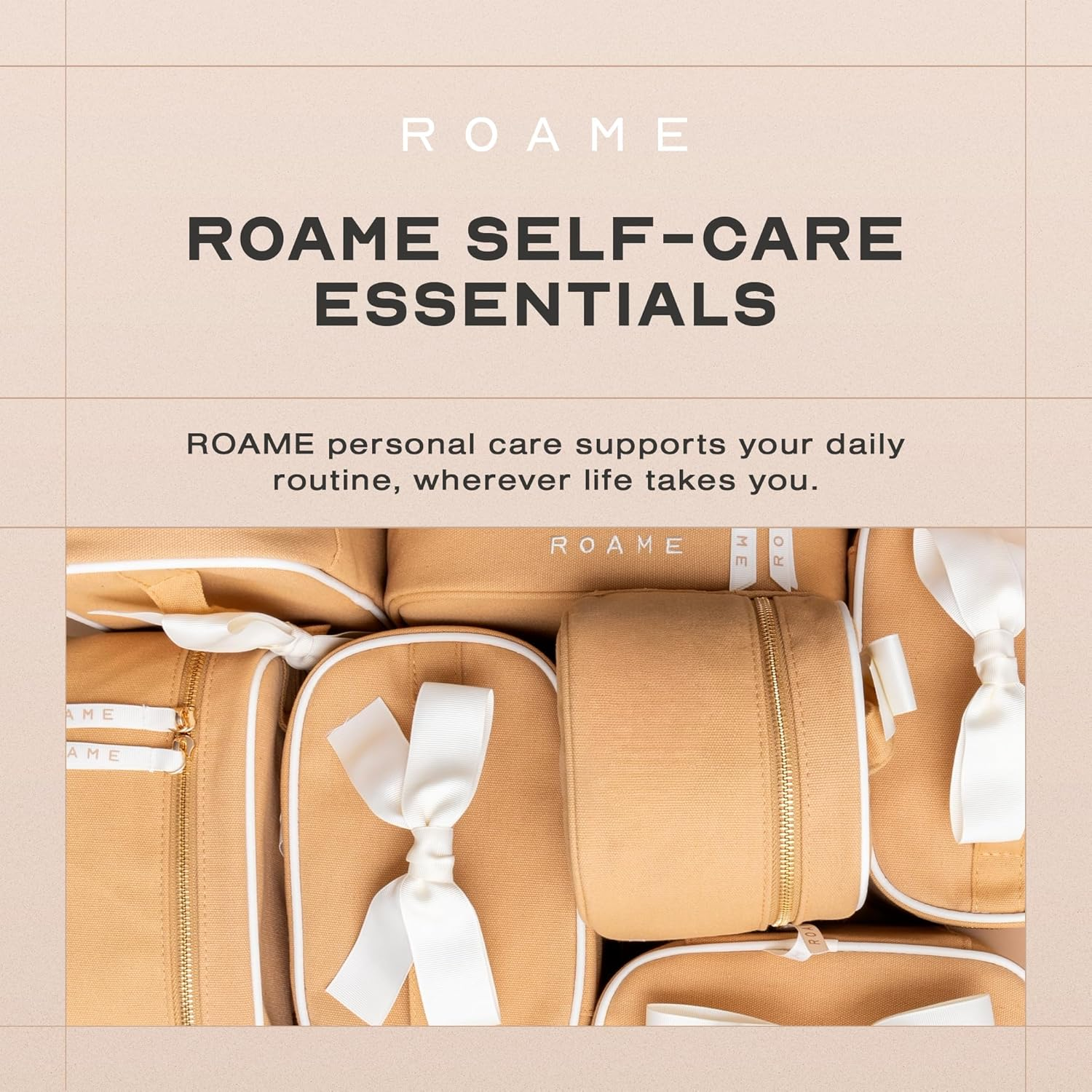 Roame Everyday Vanity Bag &ndash; Elegant Canvas Cosmetic Travel Bag with Zipper, Spacious Toiletry Organizer & Makeup Pouch for Women &ndash; Stylish Daily Companion for Life at Home or On-The-Go image number 1