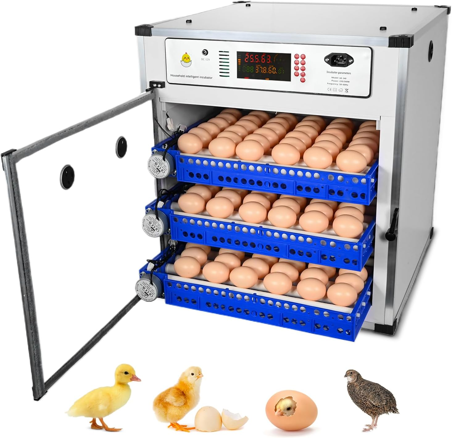 CHAOFLIGHT Egg Incubators, Automatic Incubator Machine with Built-In Egg Turner and Lntelligent Temperature Controller & Humidity Monitoring, for Chick Fry, Duck, Goose, Pigeon, Parrot (272 Eggs)
