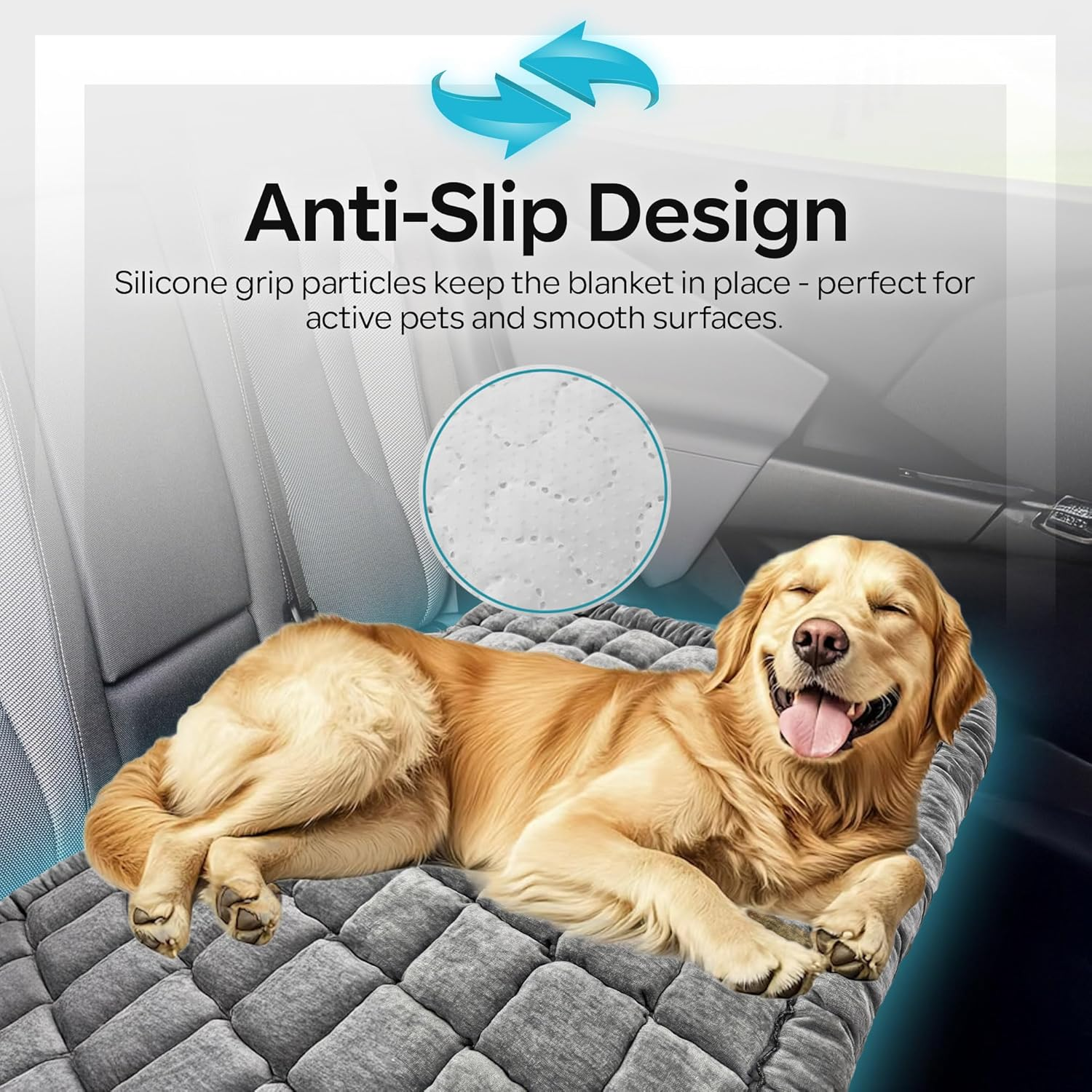 YORUKUS Backseat Pet Bed Mat, Plaid Dog and Cat Bed for Car, Non-Slip Travel Dog Bed, Custom Fit for Backseat Extenders and Seat Covers (Gray-White) image number 5