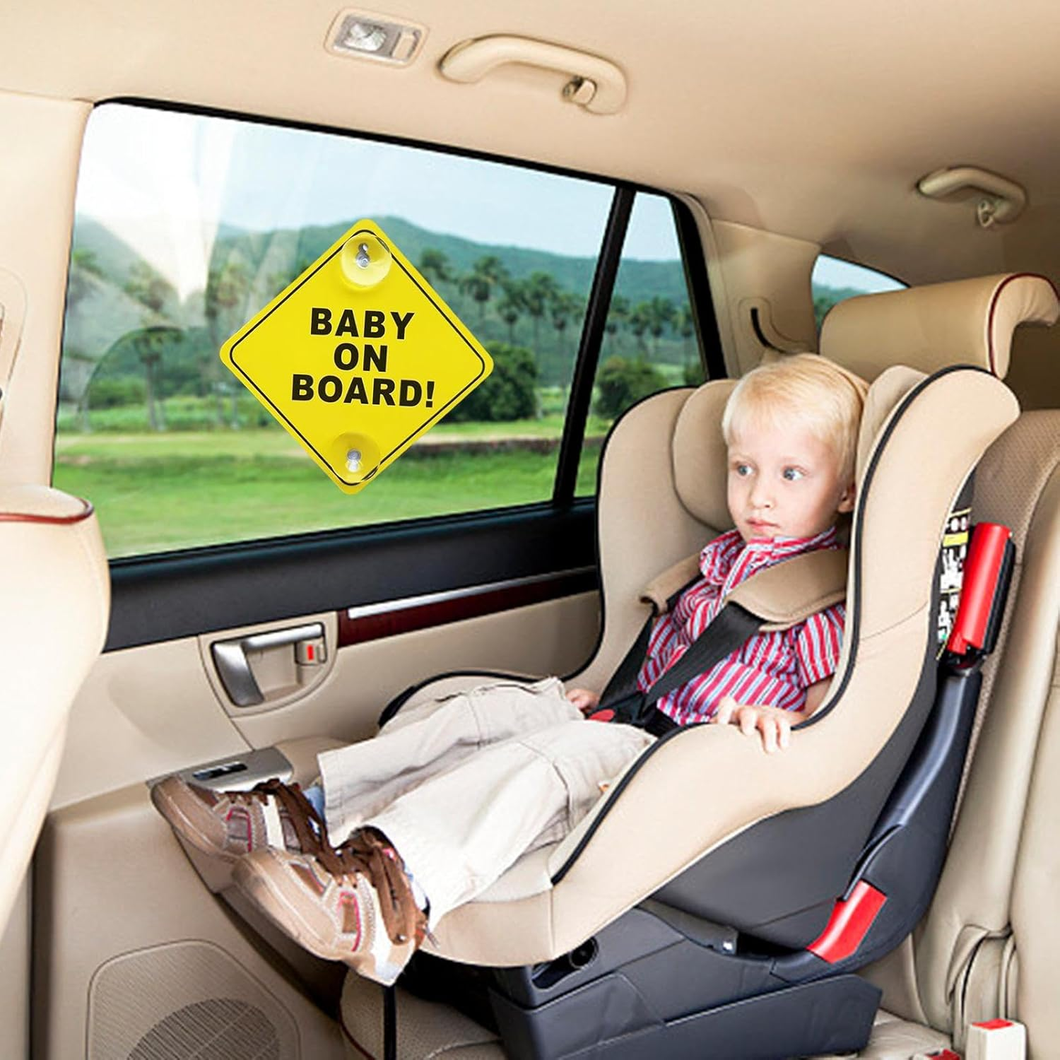 Car Baby Decal - PP Double Suction Warning Window Cup, Warning Window Decal, Baby in Car, Safe Car Stickers for Kids in E image number 6