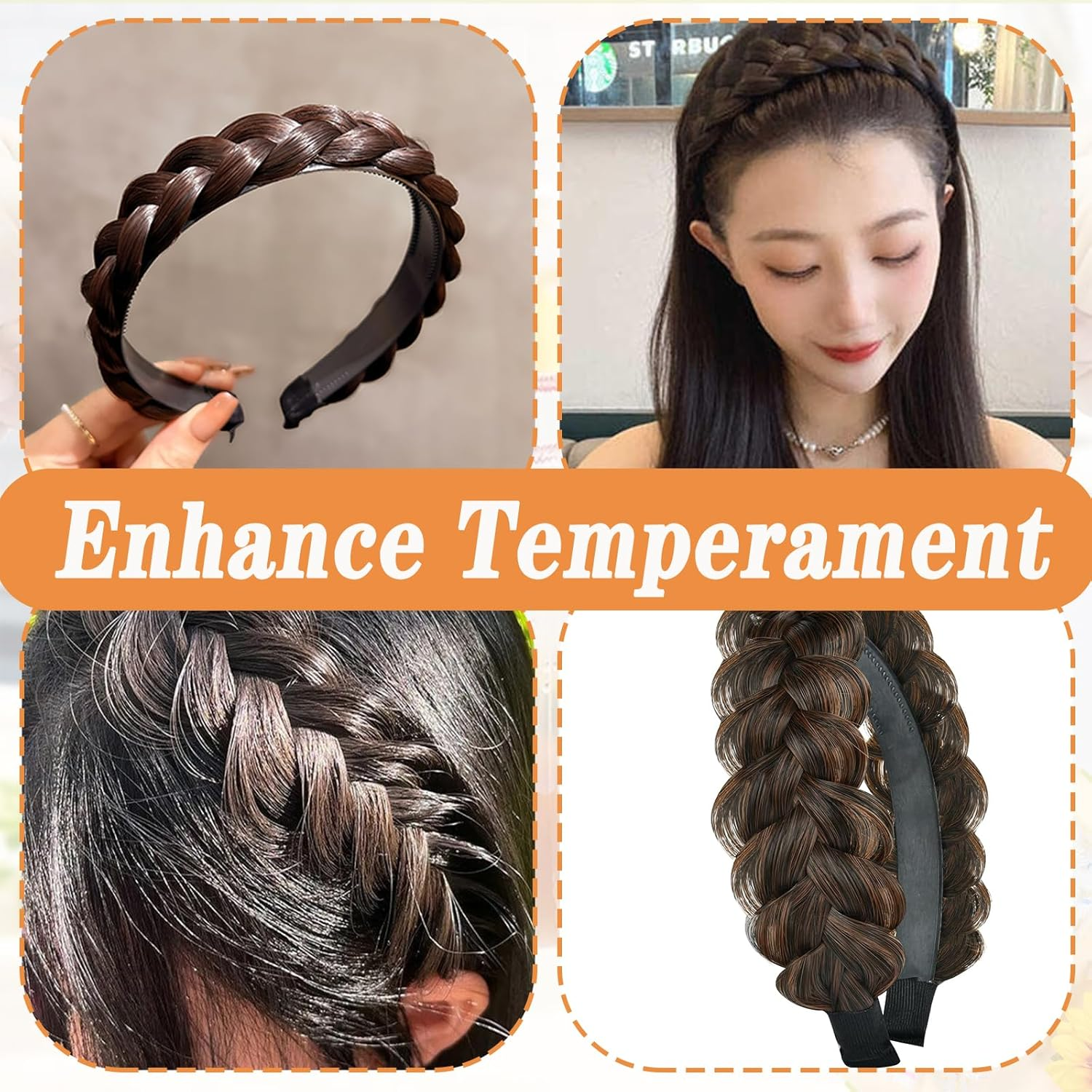 Braided Headband Classic Fashion Headband Women'S Braided Headband for Women Girls Headband Braided Headband for Parties, Festivals, Family Reunions, Excursions image number 3