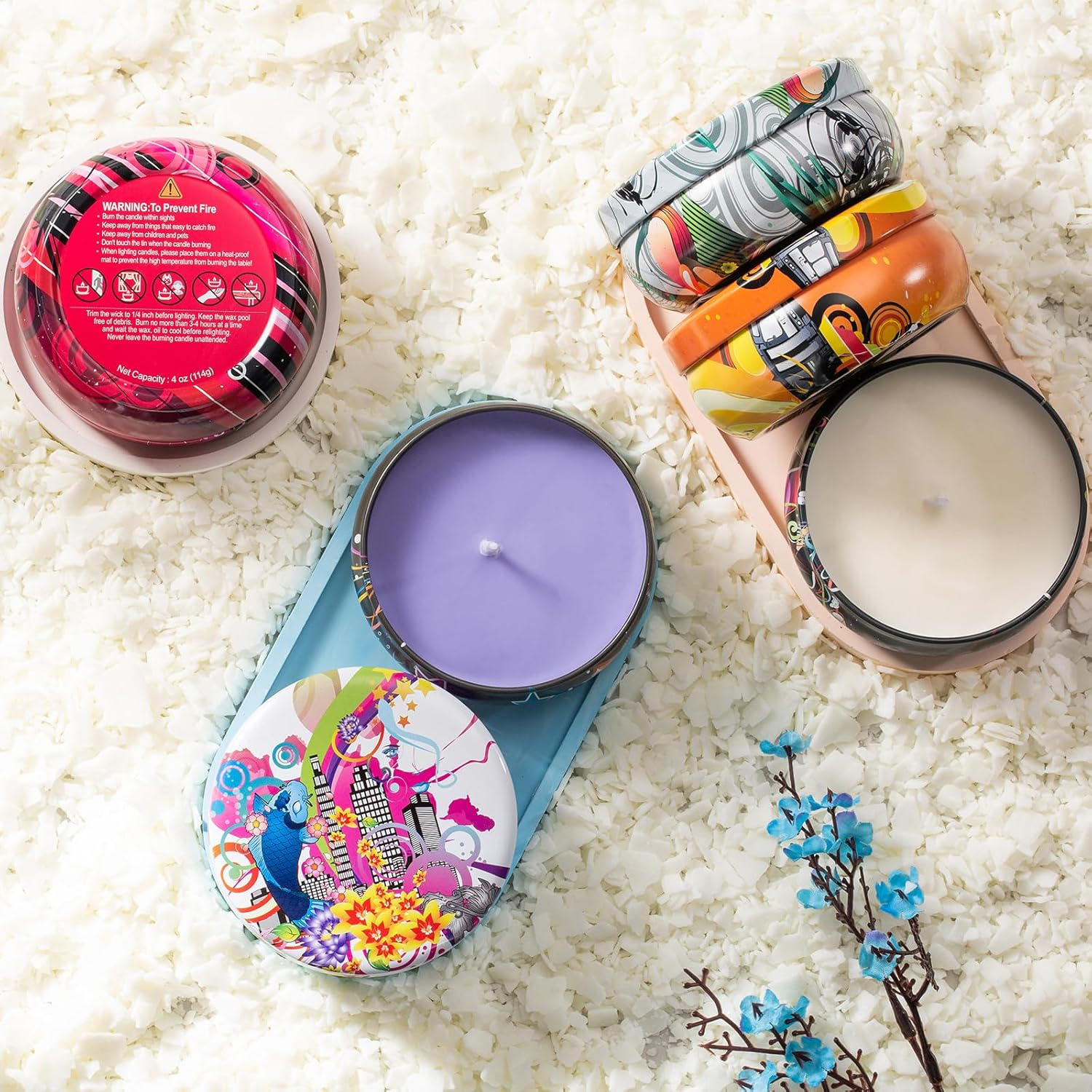 Opeshar Upgrade 24 Pieces 4Oz Large Caliber Candle Tins, Empty Candle Jars, round Container with Lids,Includes Pre-Cut Wicks, Wicks Holder for DIY Candle Making image number 1