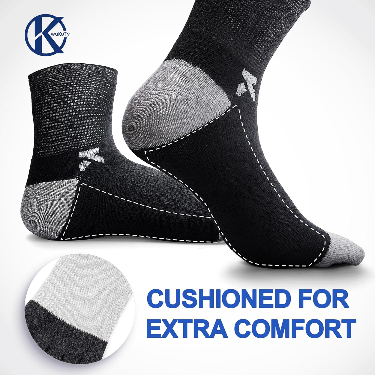 Diabetic Socks with Cushioned Sole | Combed Cotton | Non-Binding & Seamless | for Daily Wear & Sports | 3-Pack Ankle Height image number 4