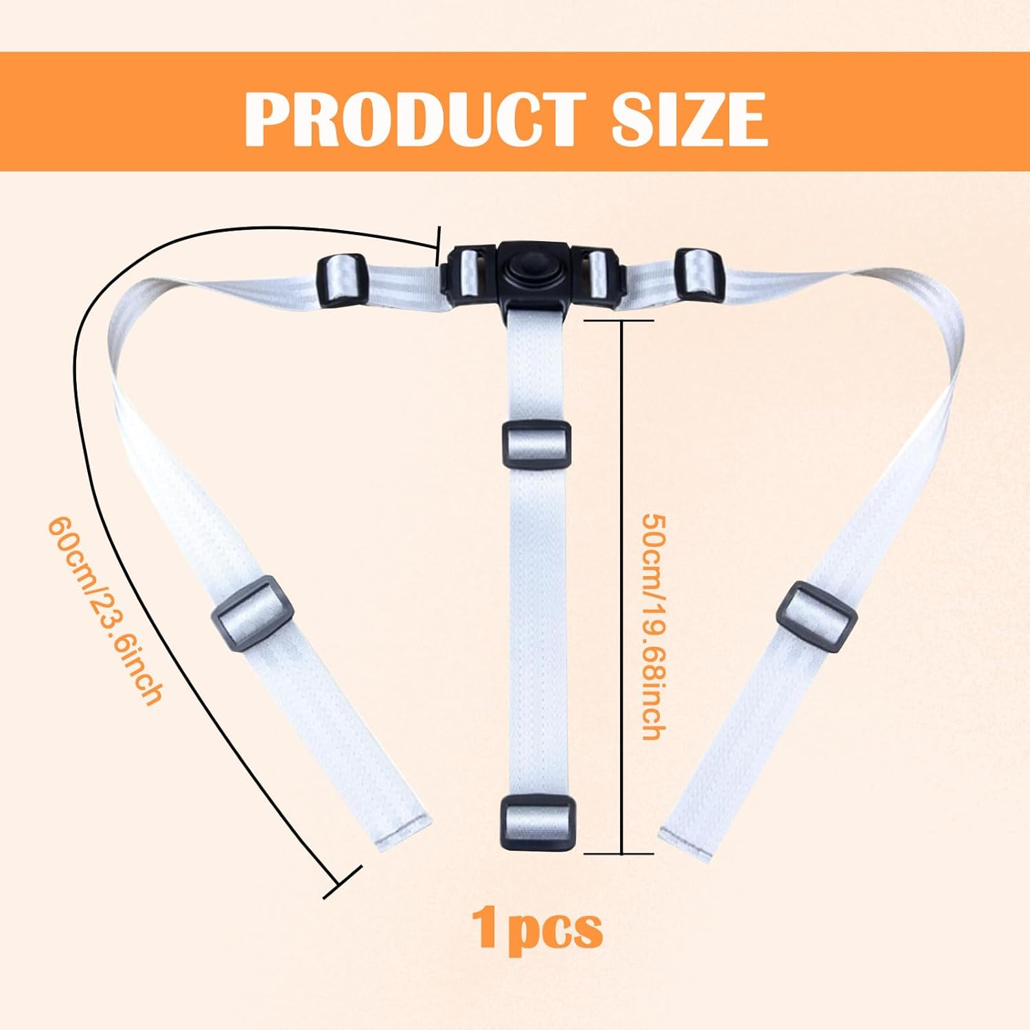 Baby High Chair Strap, 1 PCS Kids Chair Seat Belt, High Chair Straps Replacement for IKEA Antilop High Chair, Heavy Duty 3 Point Harness Seat Belt, Soft & Comfortable on Baby'S Skin, Easy to Use image number 3