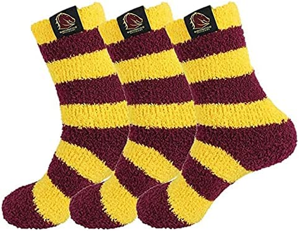 NRL Brisbane Broncos Heavy Duty Reinforced Heel and Toe Work Boot Supporter Socks 4 Pairs | National Rugby League | Men'S Sizes