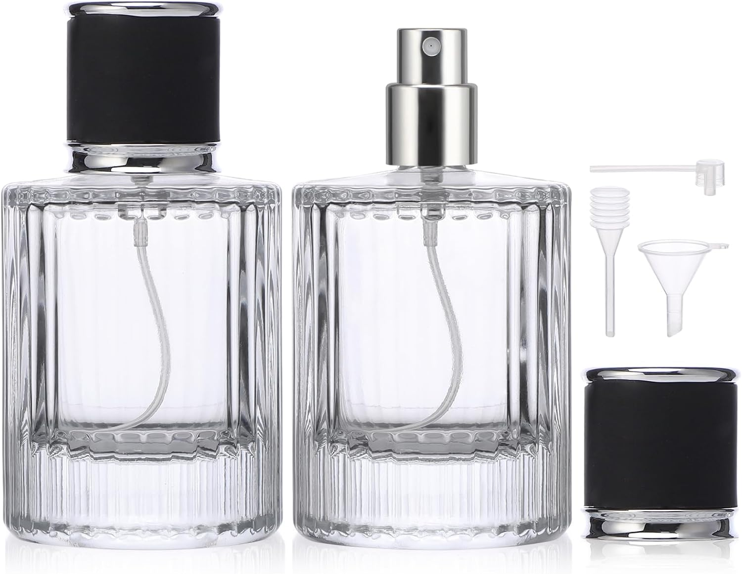 Segbeauty Travel Perfume Refillable Bottle, 2 Pcs 50Ml Perfume Atomiser Glass, Portable Perfume Spray Bottle, Scent Perfume Dispenser for Toner, Perfume, Cologne, Aftershave