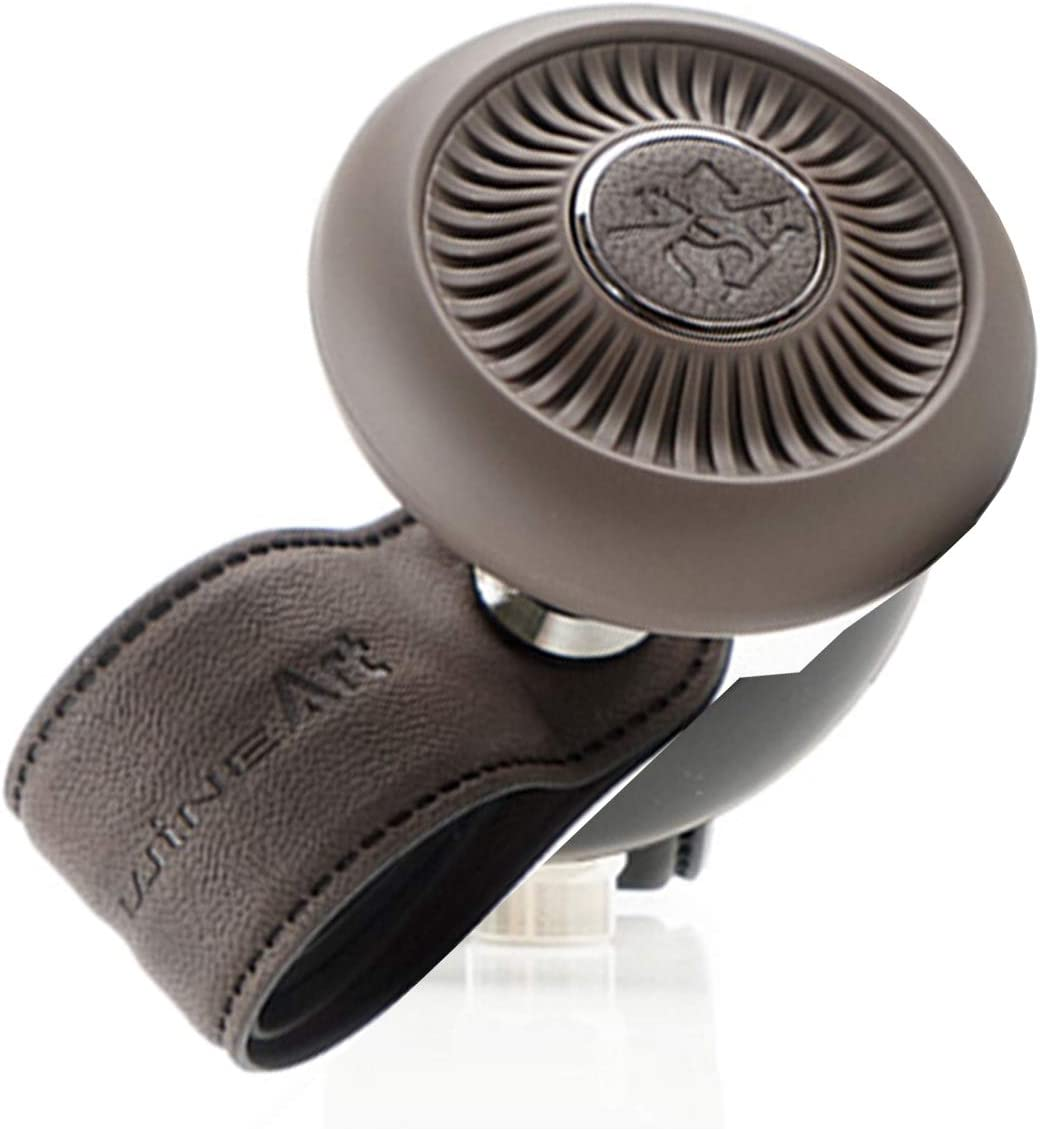 Blacksuit Car Steering Wheel One-Touch Foldable Knob Leather Power Handle Spinner Suicide Accessory Knob for Car Vehicle Truck image number 1