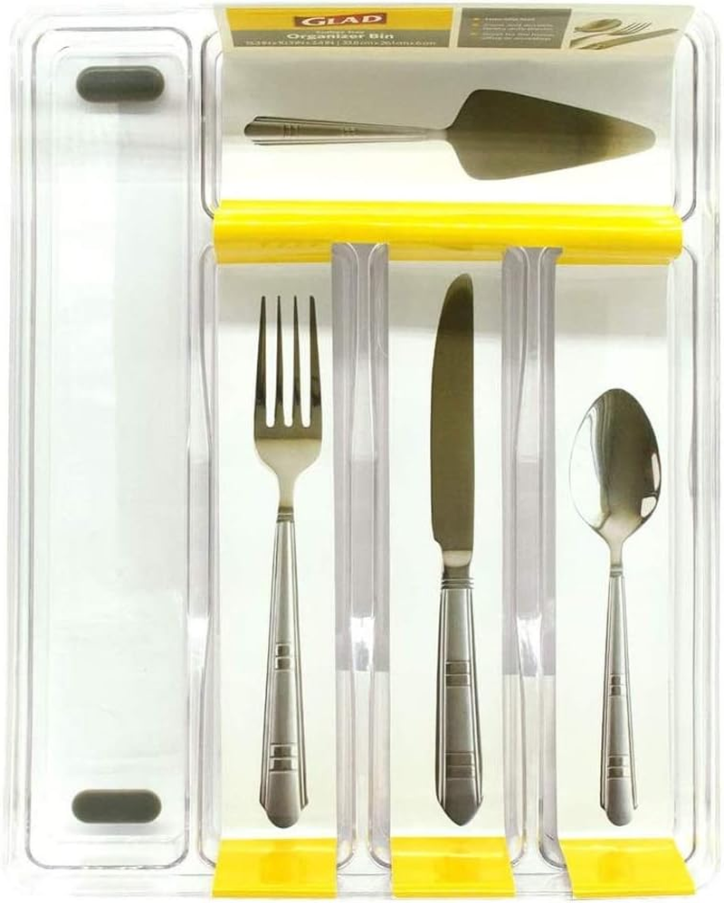 Glad Silverware Organizer Plastic Tray - Kitchen Cutlery Holder for Flatware and Utensil Drawers, Clear image number 2