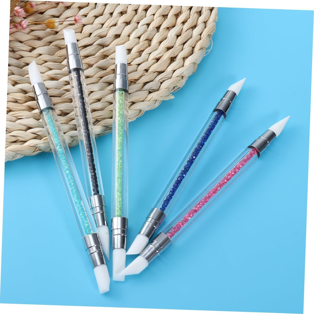 HAMPPLIES 5Pcs Nail Art Engraving Pen Set Acrylic Rhinestone Handle Pointillism Pen for Gel Polish Nail Art Tools Dotting Tool image number 1
