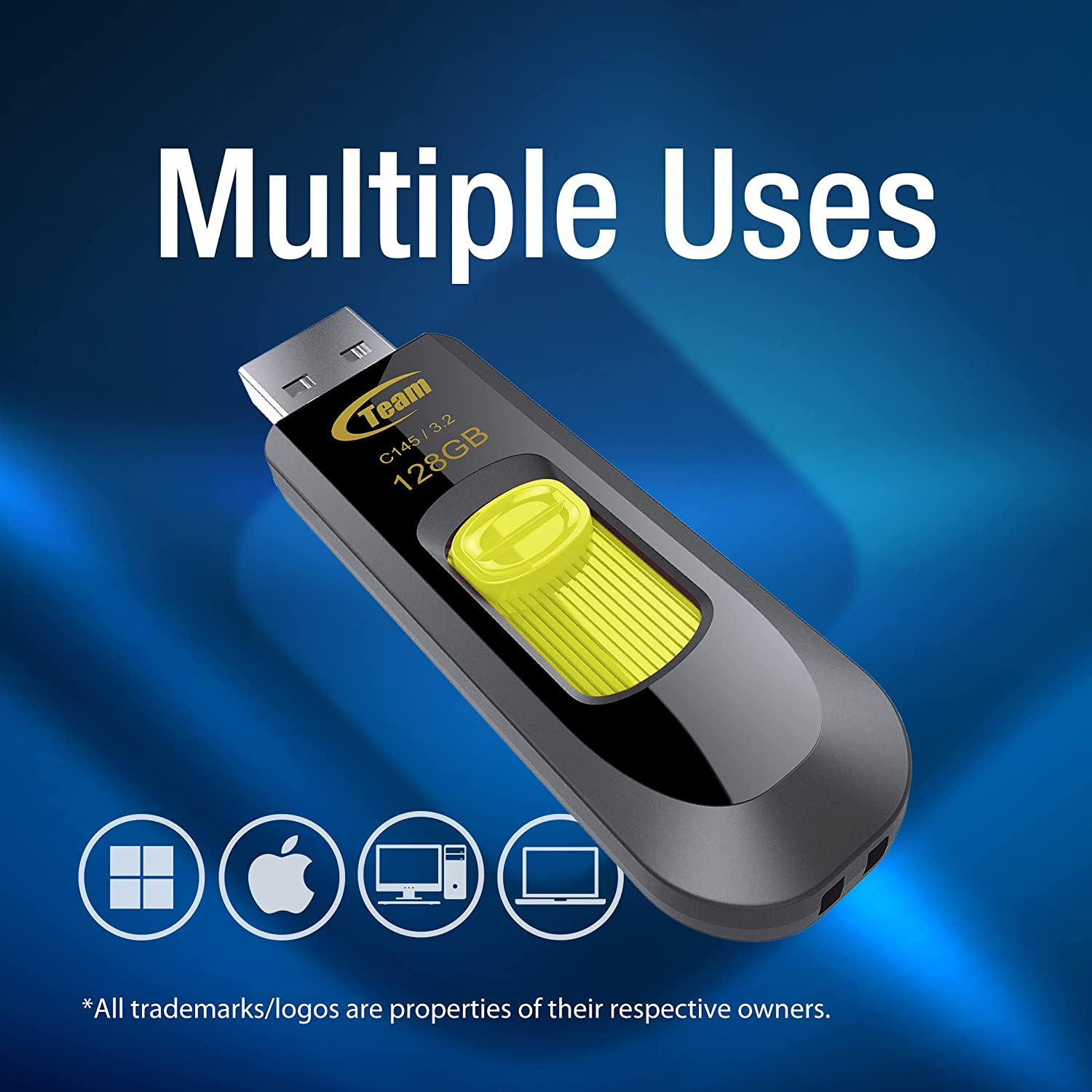 TEAMGROUP C145 32GB 10 Pack USB 3.2 Gen 1 (3.1/3.0) USB Flash Thumb Drive, External Data Storage Memory Stick Compatible with Computer/Laptop (Black-Yellow) TC145332GY23 image number 5