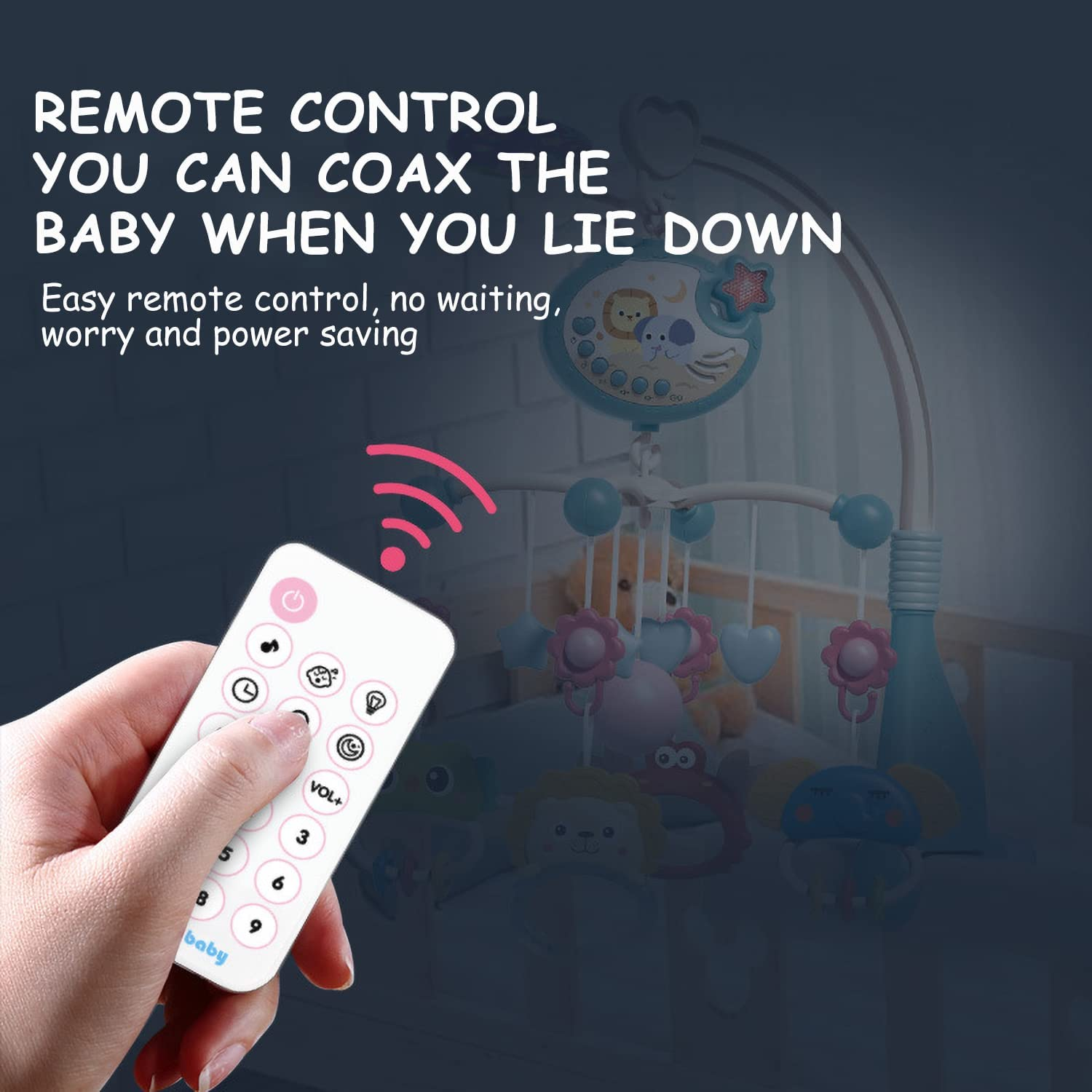 MECOS Crib Mobile for Baby with Projector and Lights Baby Musical Crib Mobile, Remote Control Baby Crib Toys for Boys Girls image number 5