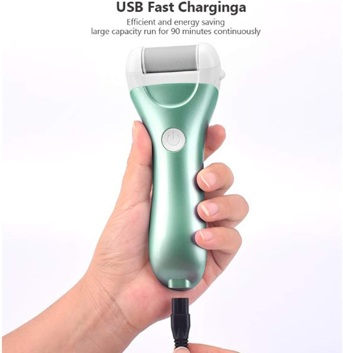 Electric Foot Grinder Callus Remover USB Rechargeable Foot Care Tool with 3 Roller Heads image number 1