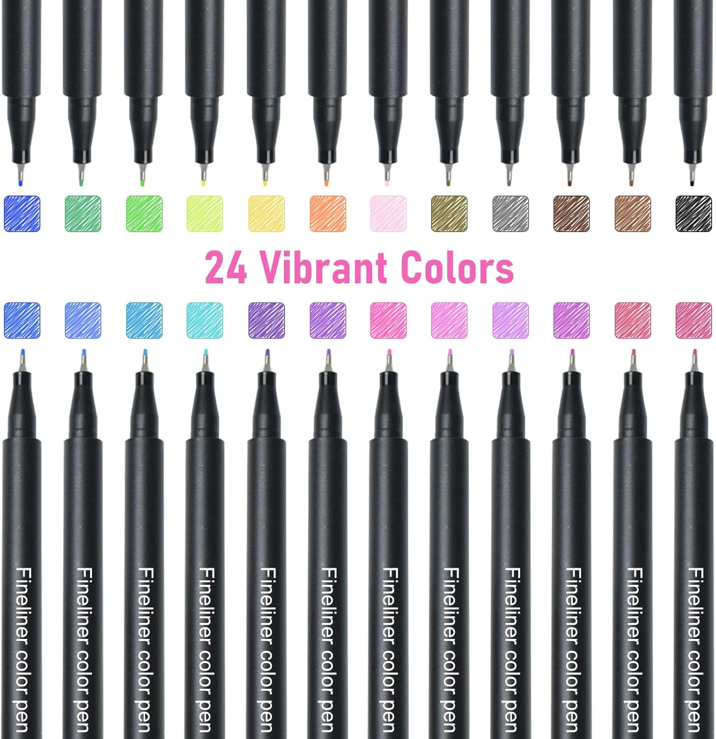 SAYEEC Fineliner Color Pen Set 24 Colors Fine Tip Pens 0.4Mm Journal Planner Pens Coloring Markers Water Based Drawing Sketching Writing Pen for Adult Coloring Book Taking Notes image number 6