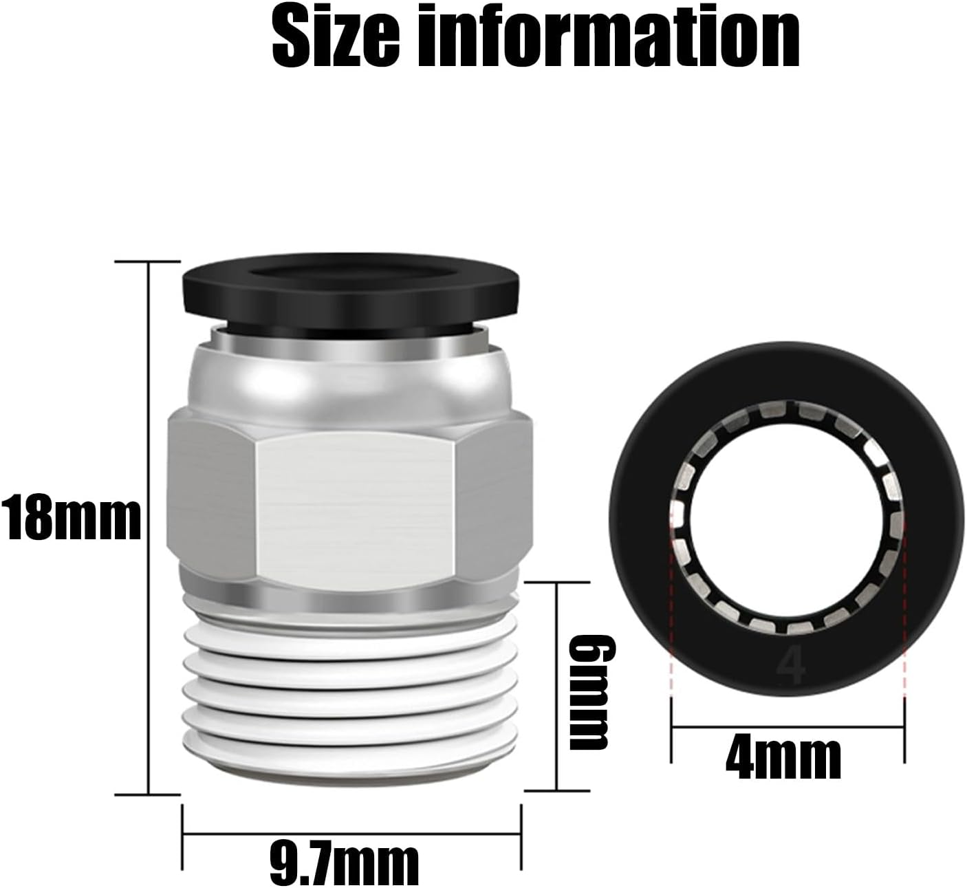 BGENHPON PC4-M10 Male Straight Pneumatic PTFE Tube Push in Quick Fitting Connector for E3D-V6 Bowden Extruder 3D Printer Accessories (10Pcs Pack) image number 2