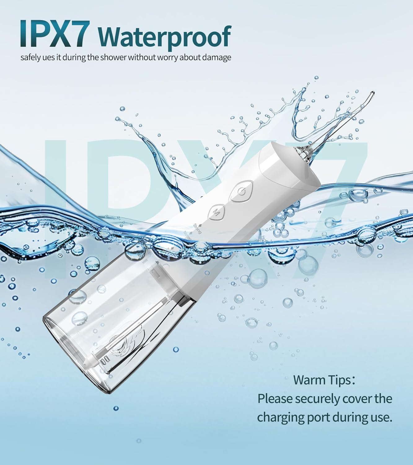 Water Dental Flosser,Water Dental Flosser Pick for Teeth,4 Modes Rechargeable Cordless Oral Irrigator 350Ml Water Tank Teeth Cleaner IPX7 Waterproof. White image number 1