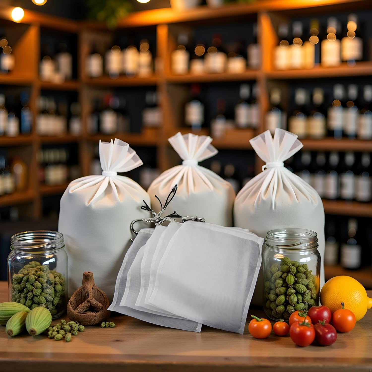 5 Pcs White Nylon Straining Bag - Fine Mesh - Homebrew Beer Wine Cider Dry Hop Beer Brewing Filters and Straining Home Brewing and Wine Making(6 X 7.8 Inch(Width X Height)) image number 3