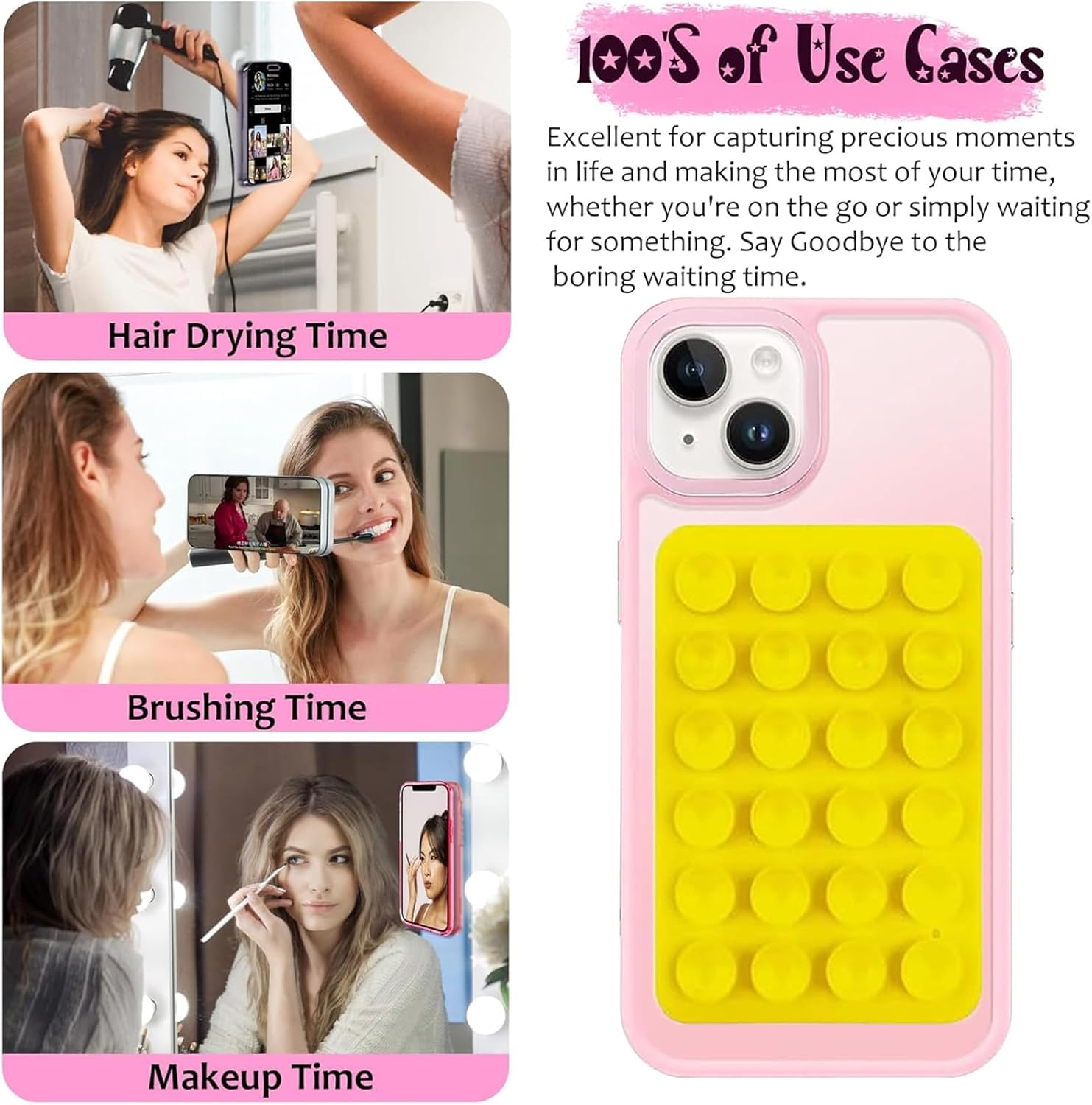 12PCS Suction Phone Case Mount, Sillicon Adhesive Phone Accessory for Iphone and Android, Hands-Free Fidget Toy Mirror Shower Phone Holder, Tiktok Videos and Selfies image number 1